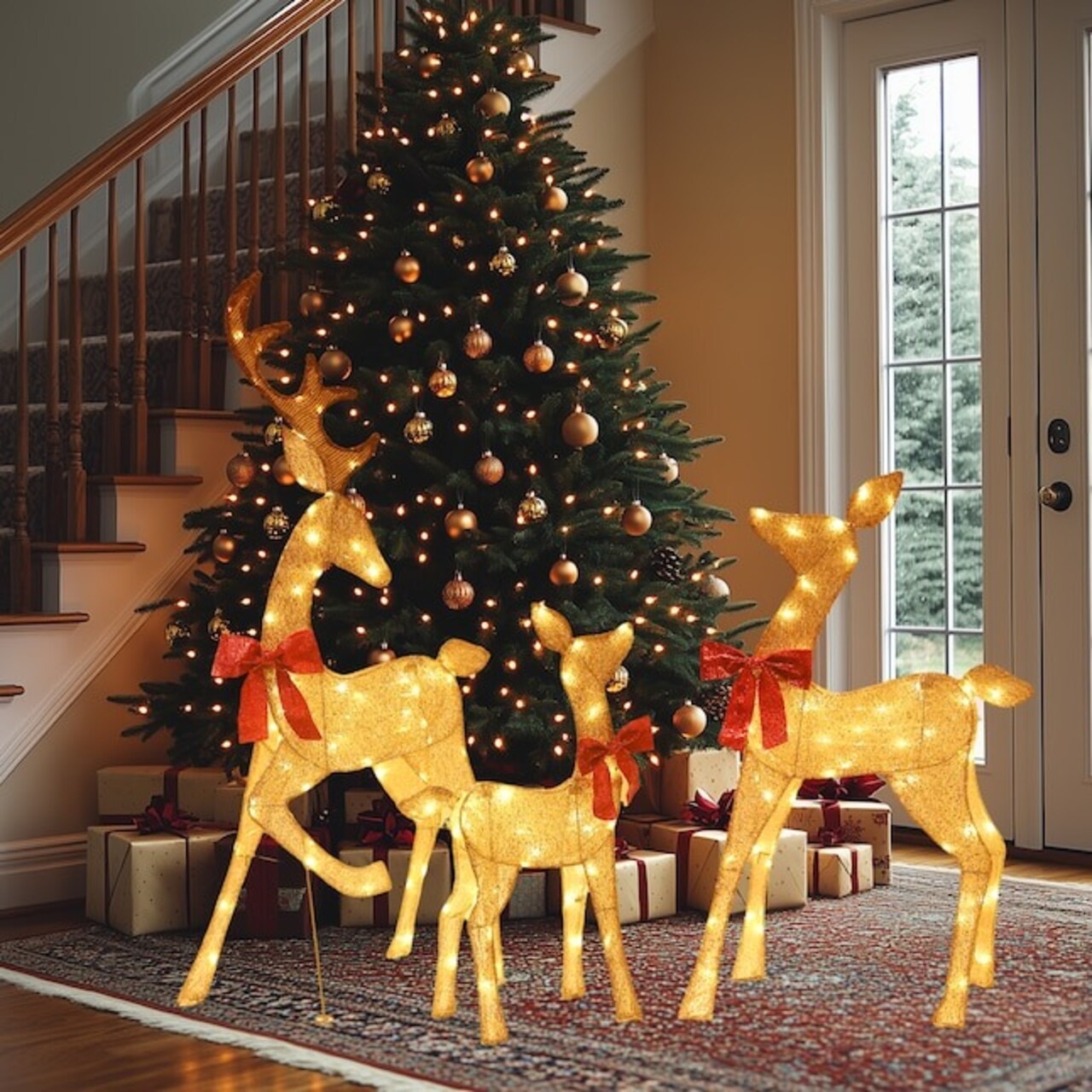 53.3-in Freestanding Reindeer Yard Decoration with White LED Lights